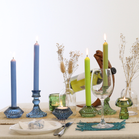 Paquete de inicio de velas para la cena y candelabros de cristal