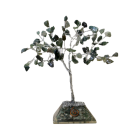 Árbol de Gemas con base de Organita - 80 piedras - Ágata musgosa