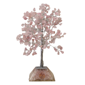 Árbol de Gemas con base de Organita - 320 piedras - Cuarzo rosa