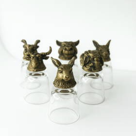 6x Vasos de chupito  (50 ml) - Criaturas místicas - Bronce antiguo