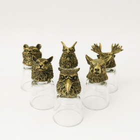 6x Vasos de chupito (50 ml) - Criaturas salvajes del bosque - Bronce antiguo