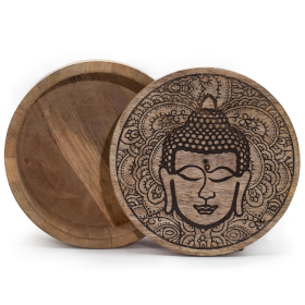 Caja Redonda Grande 17,5x7,5cm - Cara de Buda Negro