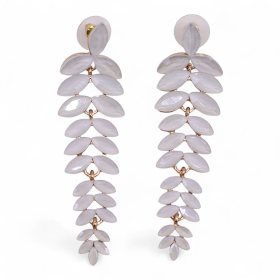 Pendientes de Cristal  Vintage -  Largo - Perla