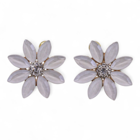 Pendientes de Cristal  Vintage - Flores - Perla