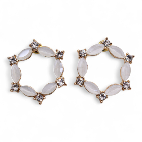 Pendientes de Cristal  Vintage - Aro - Perla