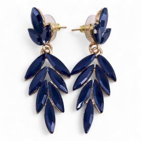 Pendientes de Cristal  Vintage - Largo - Azul