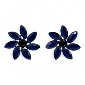 Pendientes de Cristal  Vintage - Flores - Azul