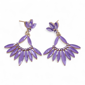 Pendientes de Cristal  Vintage -  Largo - Lavanda