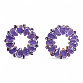 Pendientes de Cristal  Vintage - Aro - Lavanda
