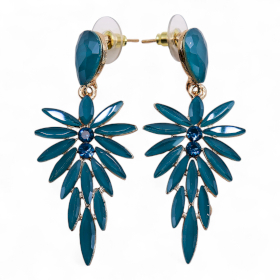 Pendientes de Cristal  Vintage -  Largo - Verde Turquesa