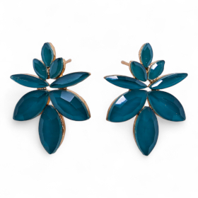 Pendientes de Cristal  Vintage - Flores - Verde Turquesa