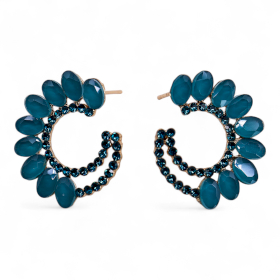 Pendientes de Cristal  Vintage - Aro - Verde Turquesa