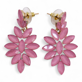 Pendientes de Cristal  Vintage -  Largo - Cuarzo Rosa