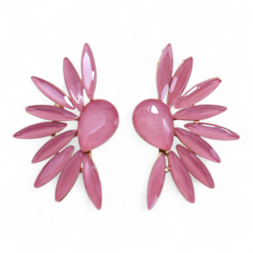 Pendientes de Cristal  Vintage - Alas de ángel - Cuarzo Rosa