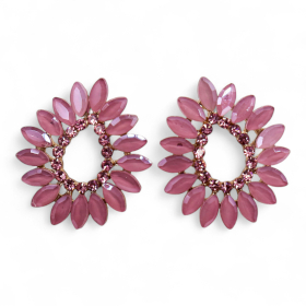 Pendientes de Cristal  Vintage - Aro - Cuarzo Rosa