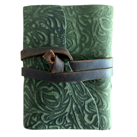 Cuadernos de Cuero con Bordes Irregulares - Patrón de Laberinto Verde