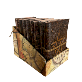 8x Cuadernos de Cuero Esotérico Medianos Surtido - Expositor