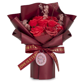 Ramo Grande de Rosas Rojas - El amor es eterno - Tarjeta de regalo