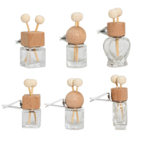 12x Difusores de Coche Rellenable  - Transparente - 8 ml - (3 diseños surtidos x 4)