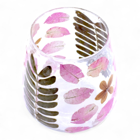 4x Cristal Floral Natural - Portavelas en Jarrón - Primavera,12x11 cm