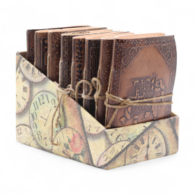 8x Cuadernos de Cuero Esotérico Medianos Surtido - Expositor