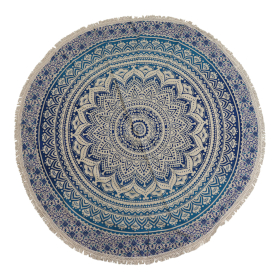 Mandala Pequeño Redondo en Algodón – Azul Clásico