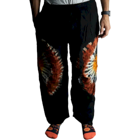 Pantalones Estilo japonés - Talla M - Chocolate negro / Naranja