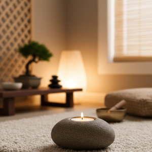 Porta velas de roca de rio