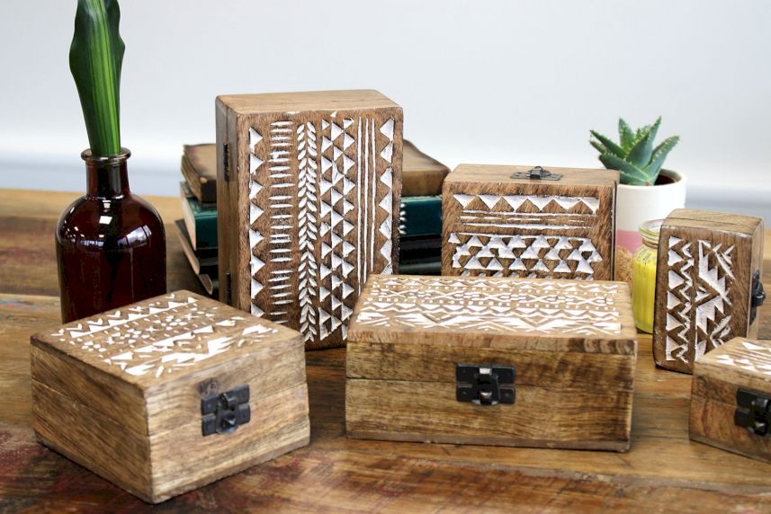 Caja infusiones 6 departamentos madera diseño vintage