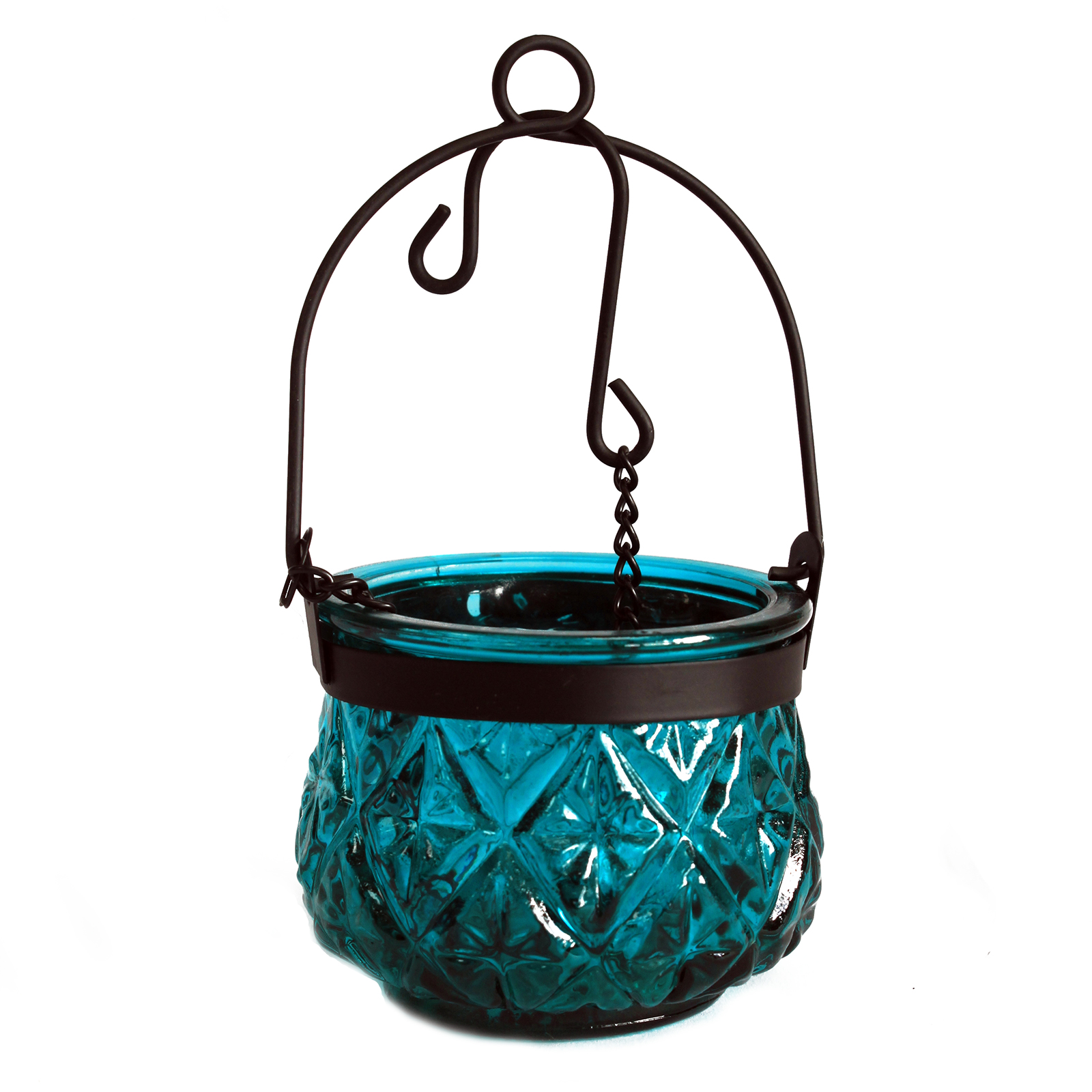 Moroccan Style Hanging Candle Lantern - Teal - AW Artisan - Mayorista