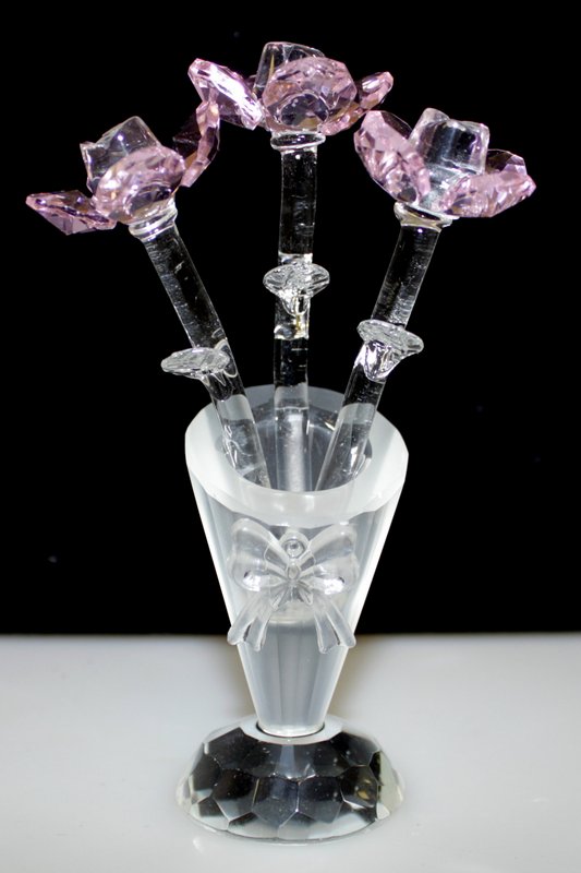 Flor de cristal en florero de cristal (Rosa) - AW Artisan - Mayorista