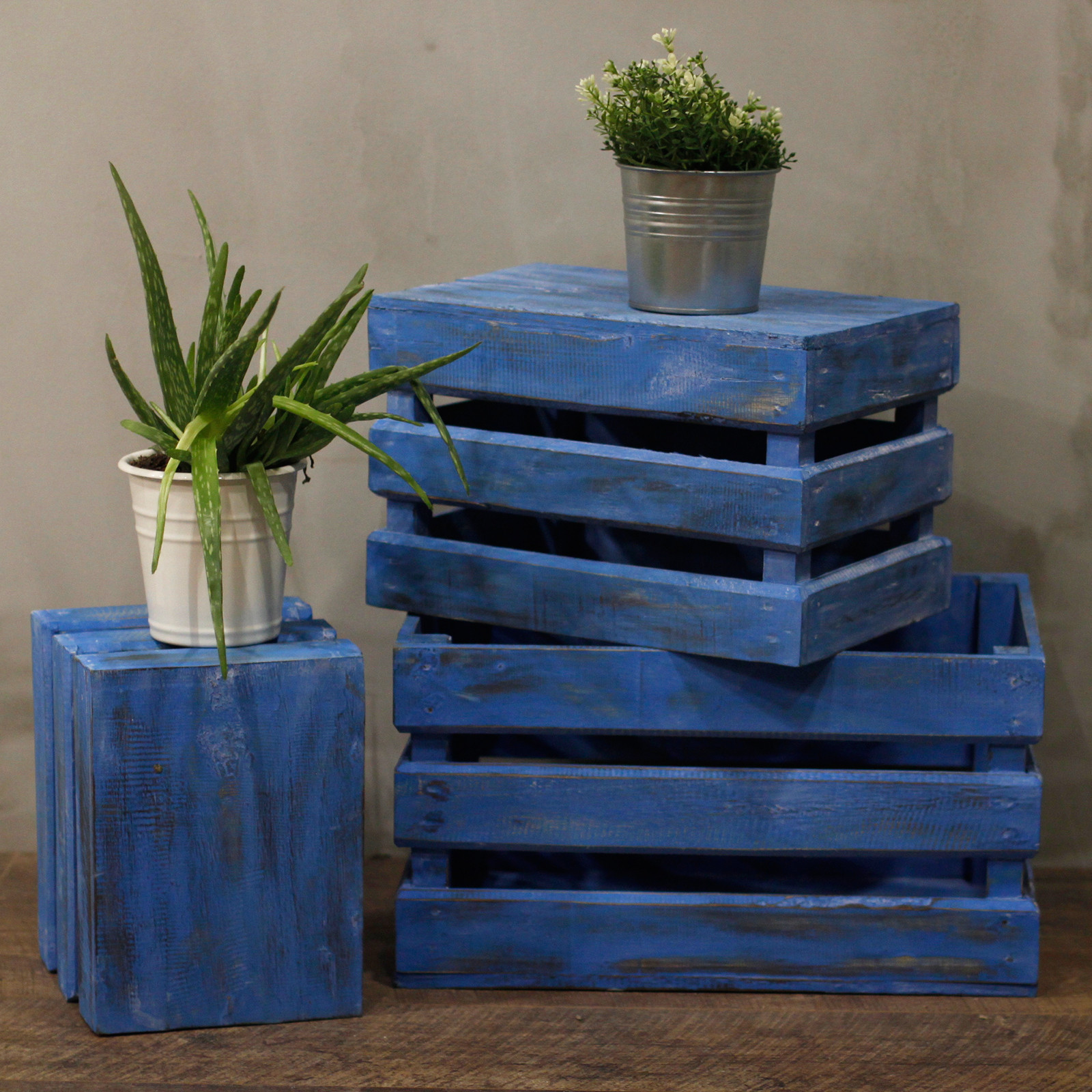 Caja de frutas set de 3 - Azul - AW Artisan - Mayorista de Artículos de