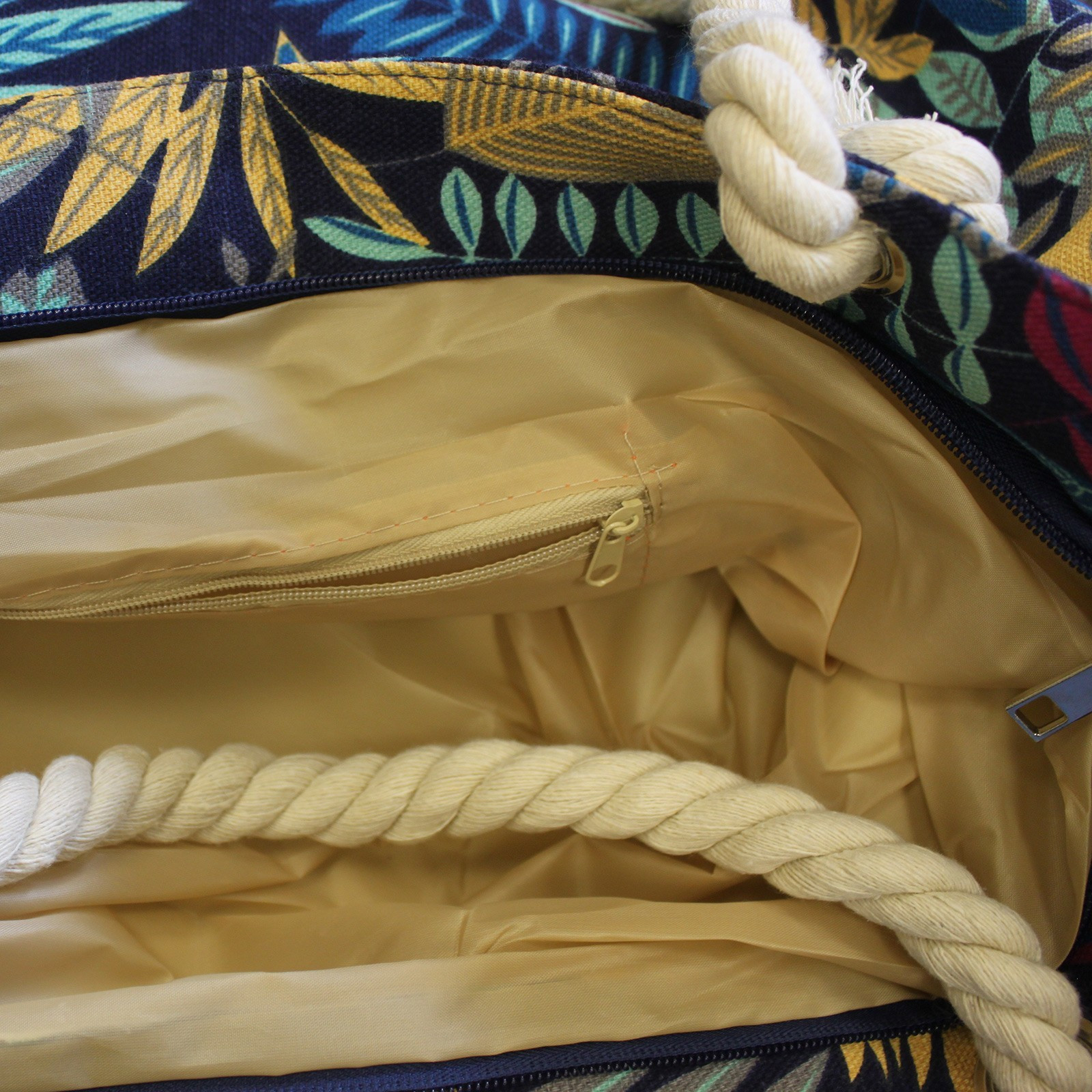 Bolso shopper con asa de cuerda - flores azules - AW Artisan